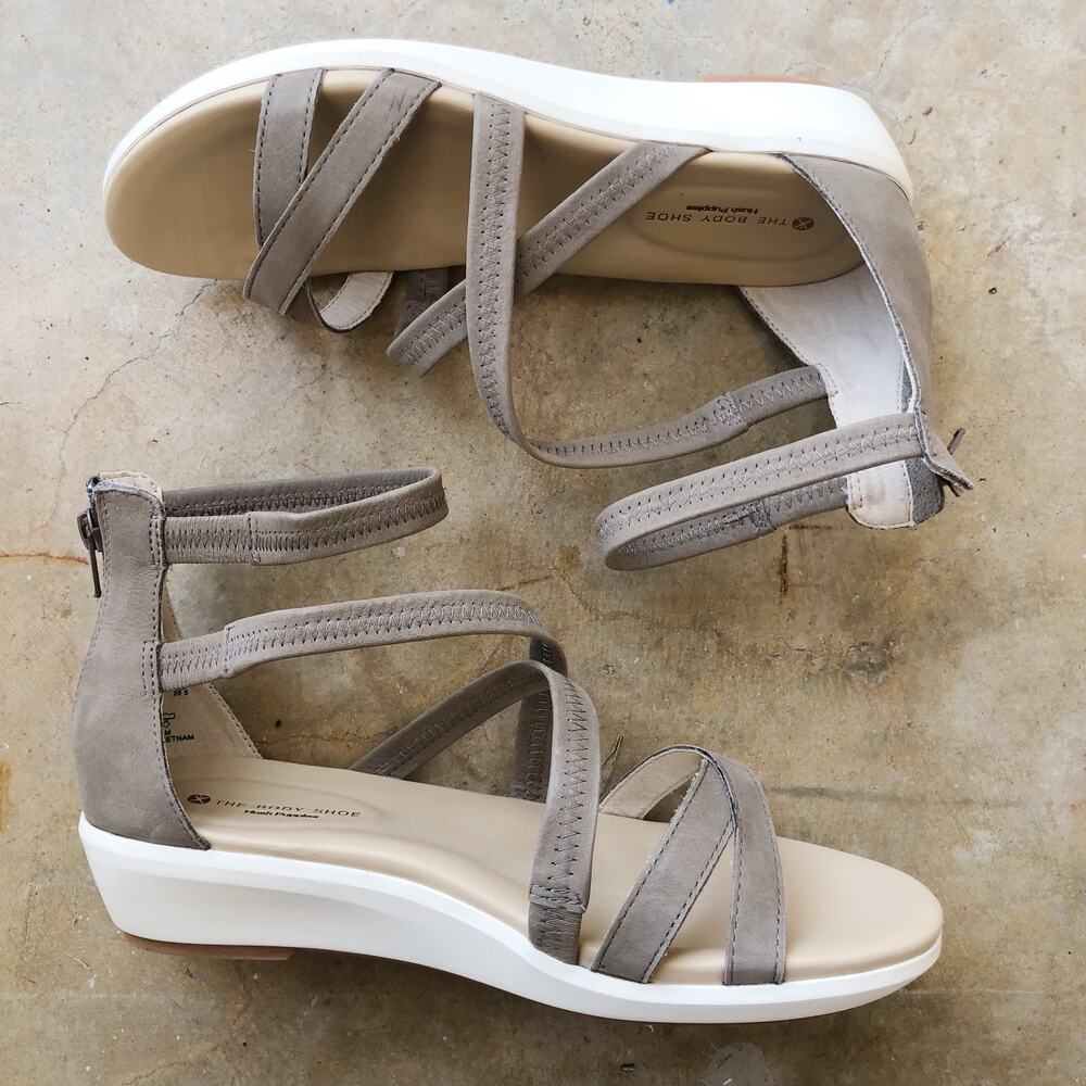 HUSH PUPPIES Women's Lyricale Backzip Gladiator Sandals Leather Smokey Taupe 8W